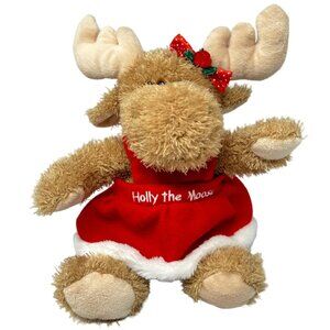 Tanger Outlet Mall Holly the Moose Christmas Plush 10 Inch Red Velvet Dress
